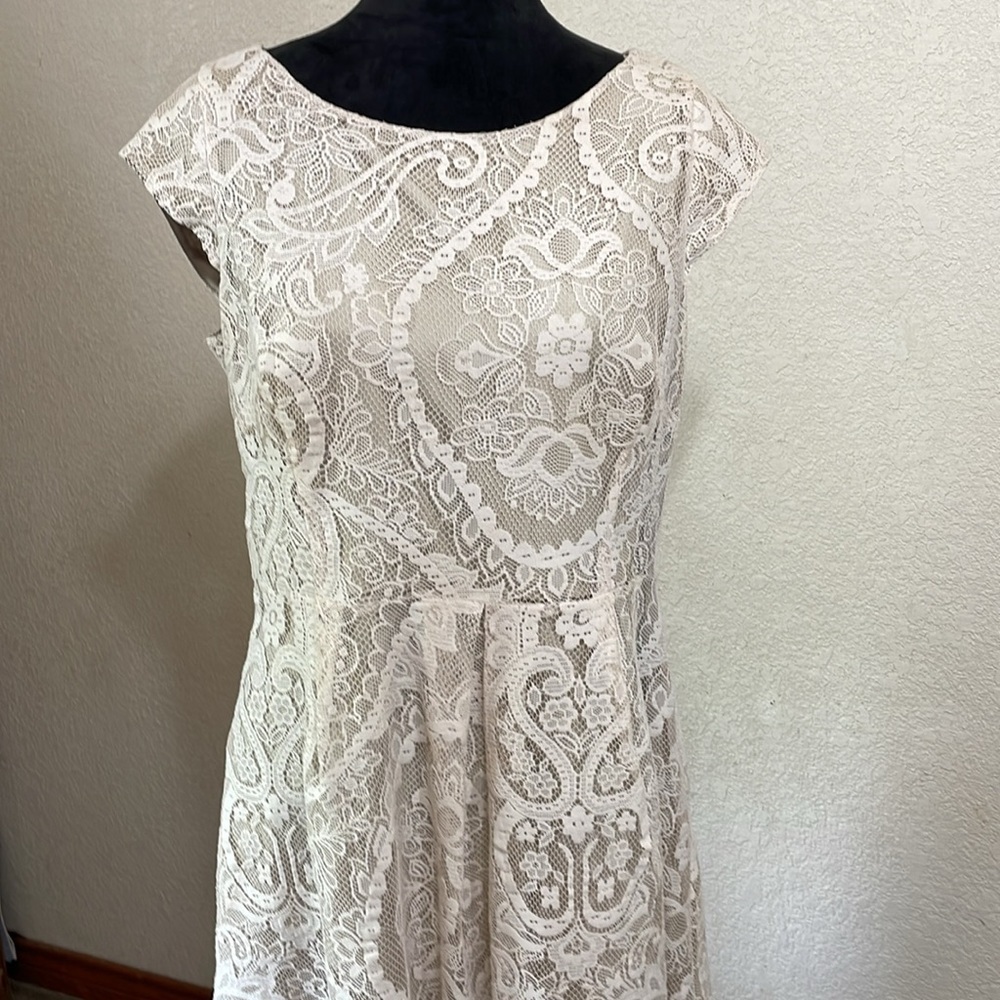 Liz Claiborne Elegant Lace Dress in Cream